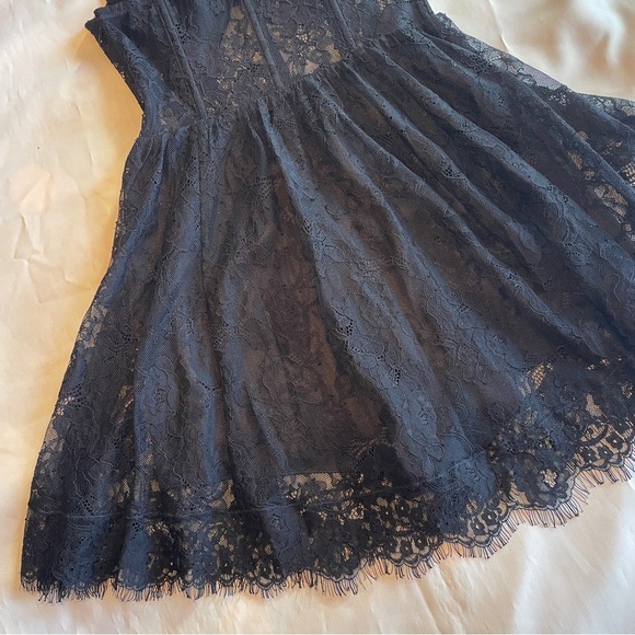 NEW! Fleur Du Mal- Black Flare Lace Mini Dress Size 0 See Through LBD - Picture 8 of 10